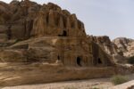 A building carved into rock in Jordan.